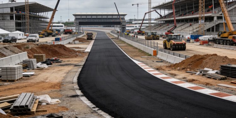 bestelwagen crasht op f1 circuit madrid zorgen om bouw