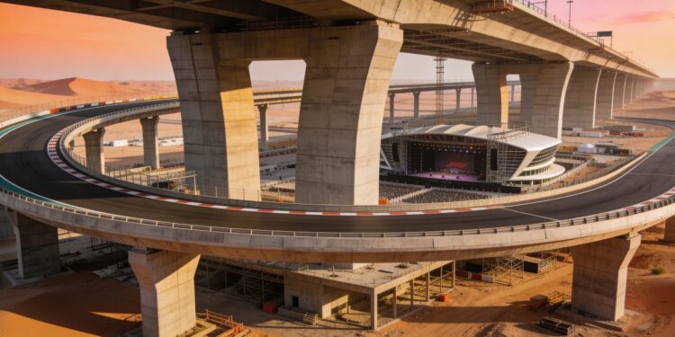 nieuwe beelden qiddiya f1 circuit spectaculaire the blade zichtbaar