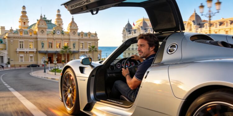alonso imponeert met zeldzame porsche in monaco