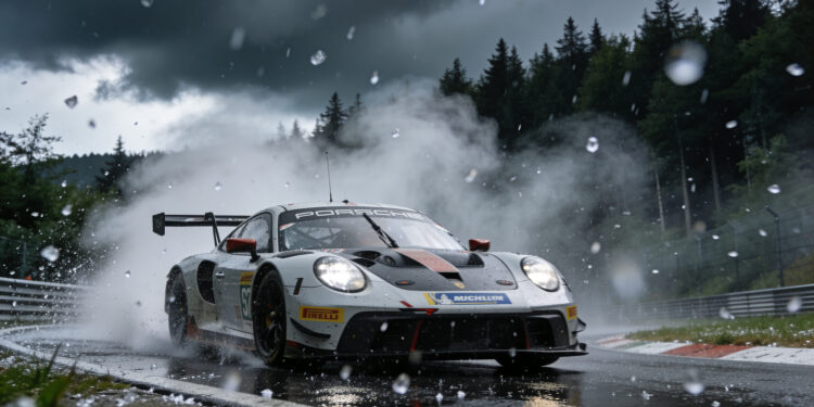 chaos op nurburgring crashes brand en noodweer in