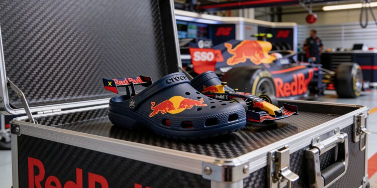 red bull en crocs onthullen op f1 auto geinspireer