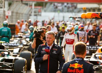 brundle botst met security in monaco en gaat viraa