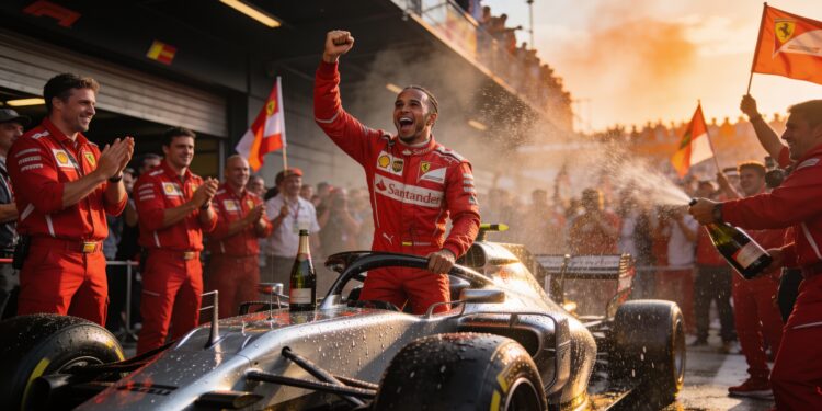 hamilton breekt de ban eerste overwinning voor fer