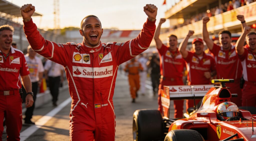 hamilton pakt eerste ferrari zege en heropent tite
