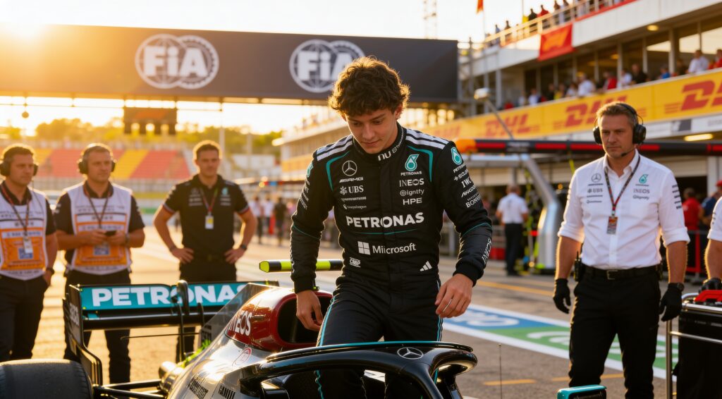 kimi antonelli verslagen door russell in spaanse k
