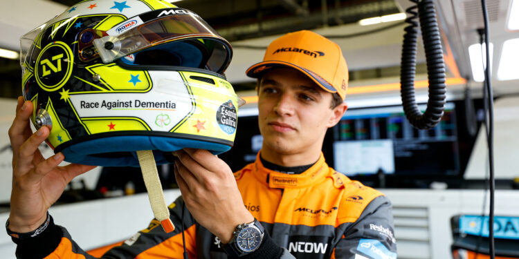 Lando Norris veilt unieke racehelm voor Race Against Dementia 1 lando norris veilt unieke racehelm voor race again