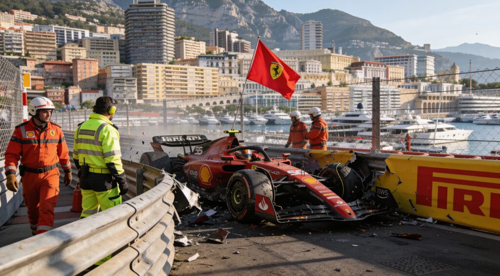 rode vlag in monaco na identieke crashes van lecle